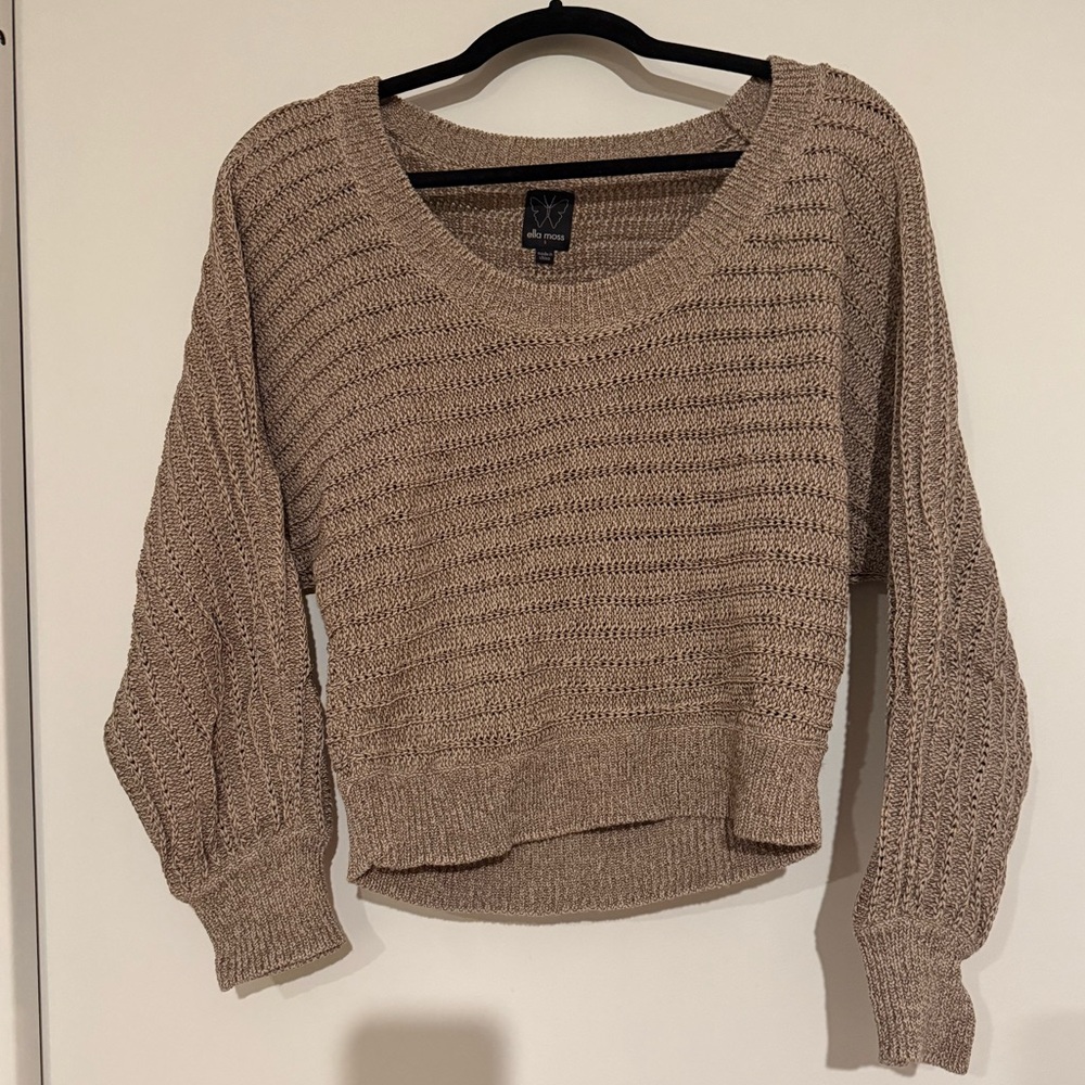 Ella Moss. Gold/tan off-one-shoulder sweater